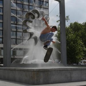 Random skateboarder doin' his thing in Bulgaria 2008