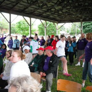 Some of the crowd, this year's shirts were royal purple