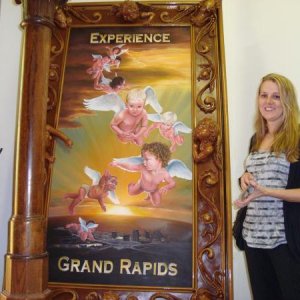 This is her oil painting.  She also made (sculpted) the frame.  That's Marque standing next to it.  She also was the model for the Polarized Angel.