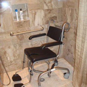 Shower wheelchair replaced shower chair.