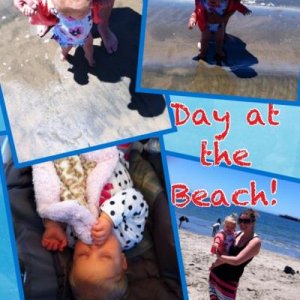 Maddie's first beach day!  Loves the water, cried when she was taken out...Loves wet sand and even ate it...bleh