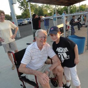 My dad and our youngest son Eric at a baseball game July 2012.