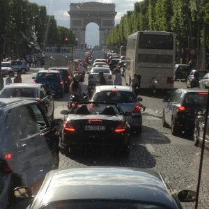 Entering Paris, traffic lanes are a suggestion only!