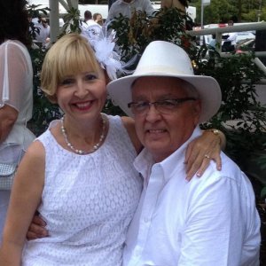 My husband Peter and I on the occasion of "diner en blanc" Vancouver 2013.